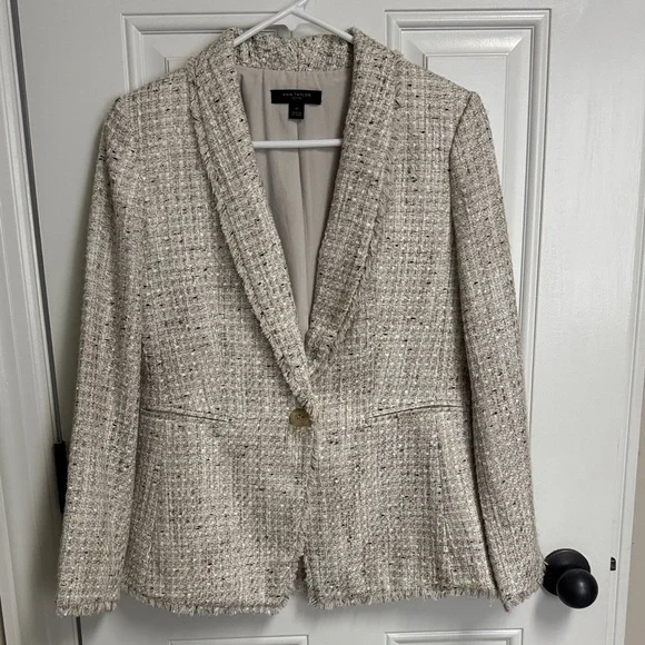 Ann Taylor Women's Beige Tweed Blazer - Picture 1 of 5